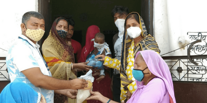 Nutritional kits being distributed to the undernourished.