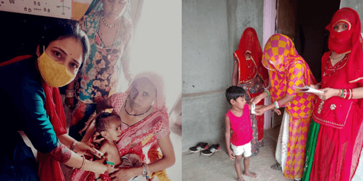 The malnutrition survey being conducted among children in Nagaur.