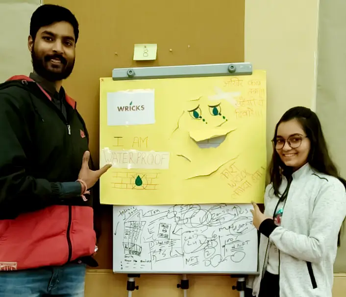 Co-founders of Angirus Ind Pvt. Ltd., Lokesh Puri Goswami and Kunjpreet Arora, with the final designs of Wricks. Image credit: Kunjpreet Arora